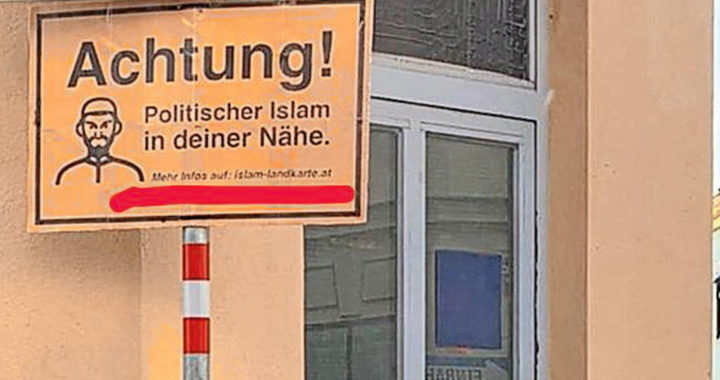 Graz: Warnschild auf Gebäude des islamischen Kulturzentrums