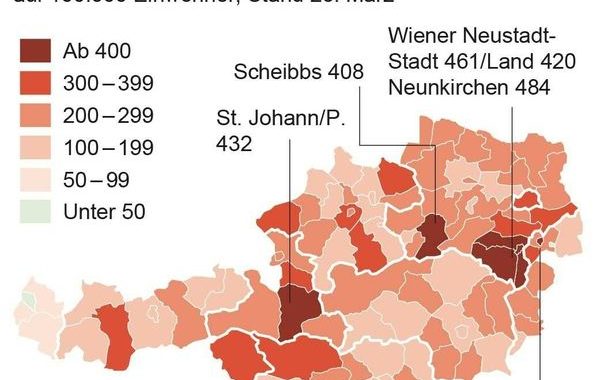 Wien: 7-Tage-Inzidenz in 2 Bezirken bei über 300