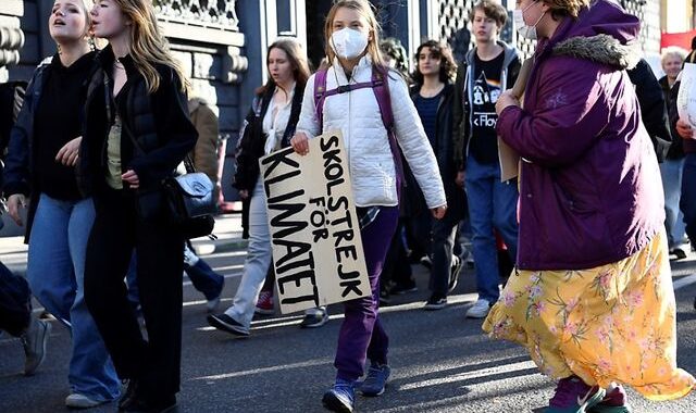 Klimaaktivisten protestieren mit Thunberg in Stockholm
