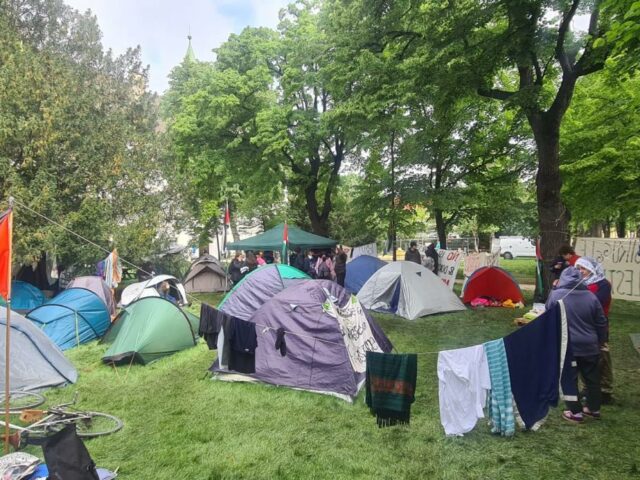 Pro-Palästina-Camp: Zelte vor der Uni Wien und im alten AKH