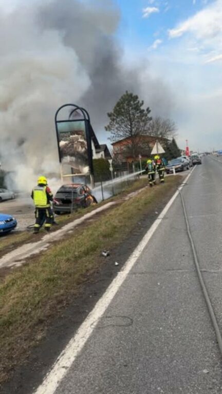 NÖ: Dramatischer Großeinsatz, E-Auto ging nach Crash in Flammen auf