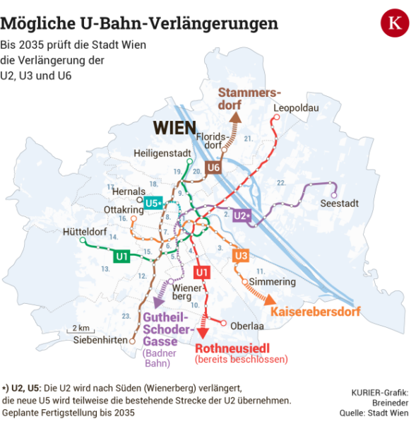 Stadt Wien prüft weitere U-Bahn-Verlängerungen