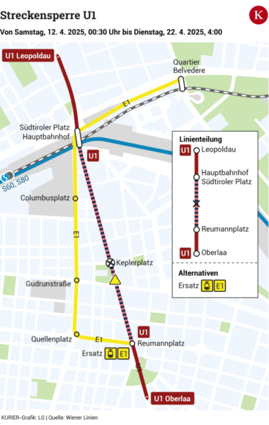 Änderung bei der U1: Auf was sich Öffi-Nutzer einstellen müssen