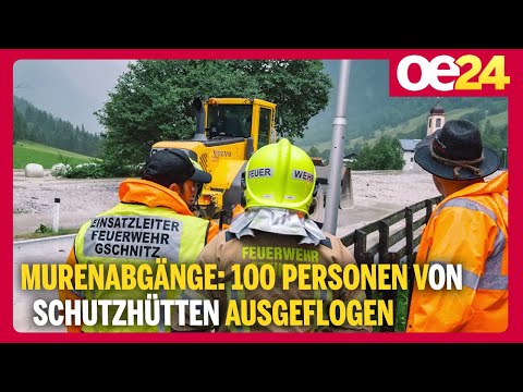 Murenabgänge: 100 Personen von Schutzhütten ausgeflogen