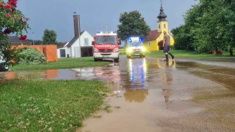 Unwetter in Raabs: Feuerwehr rettet Tiere, Feuerwehrmann im Spital